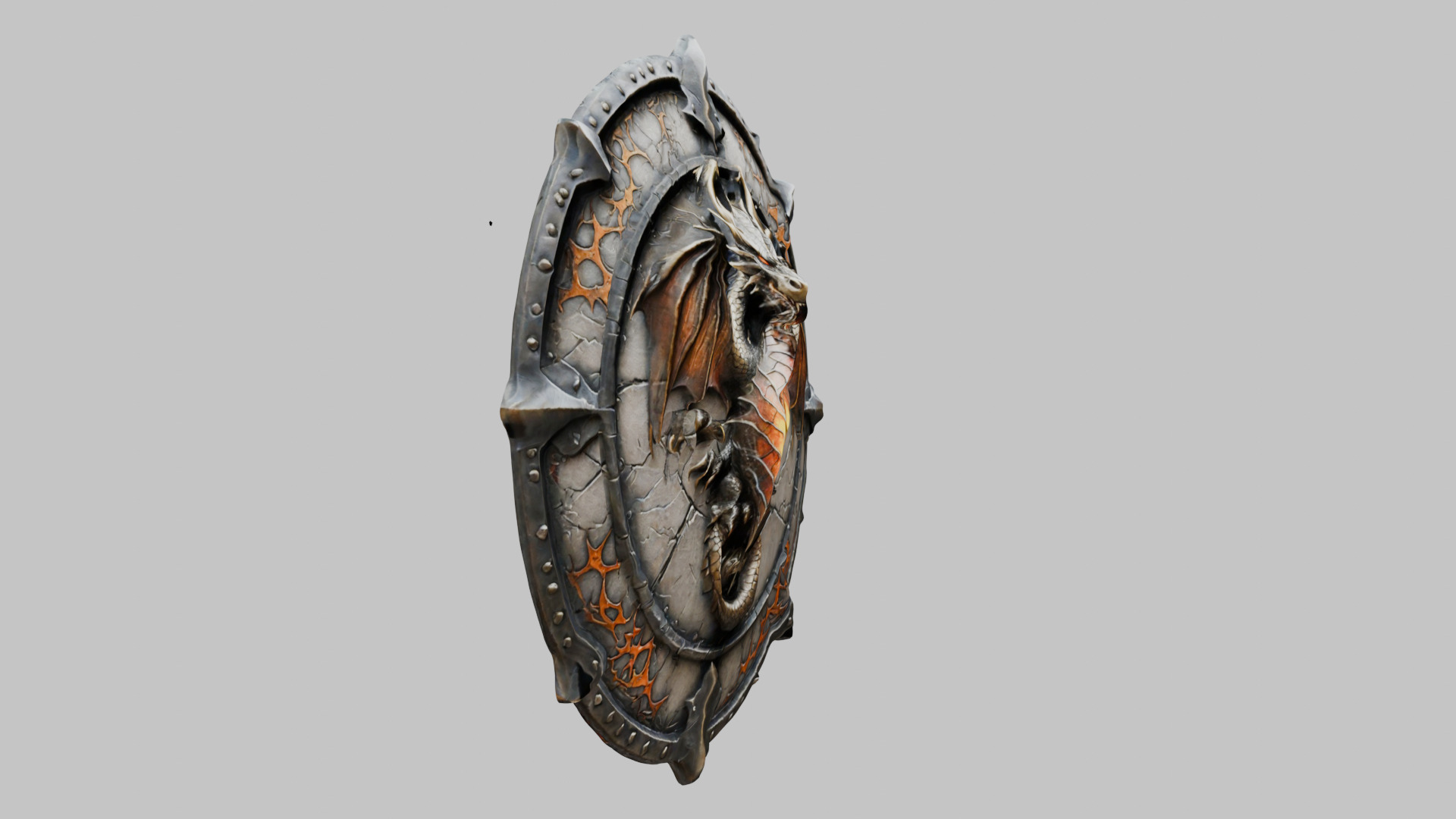 Medieval Fantasy DRagon Shield Low-poly 3D model_10