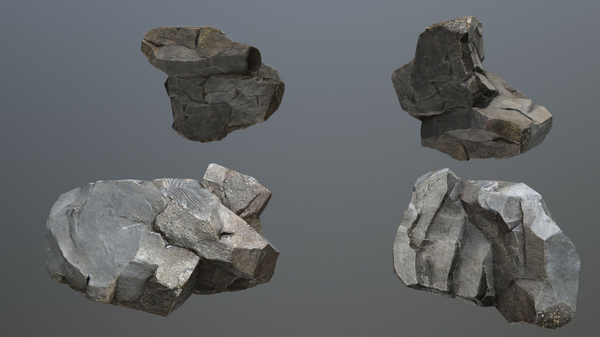 cliff rocks   Low-poly 3D model_3