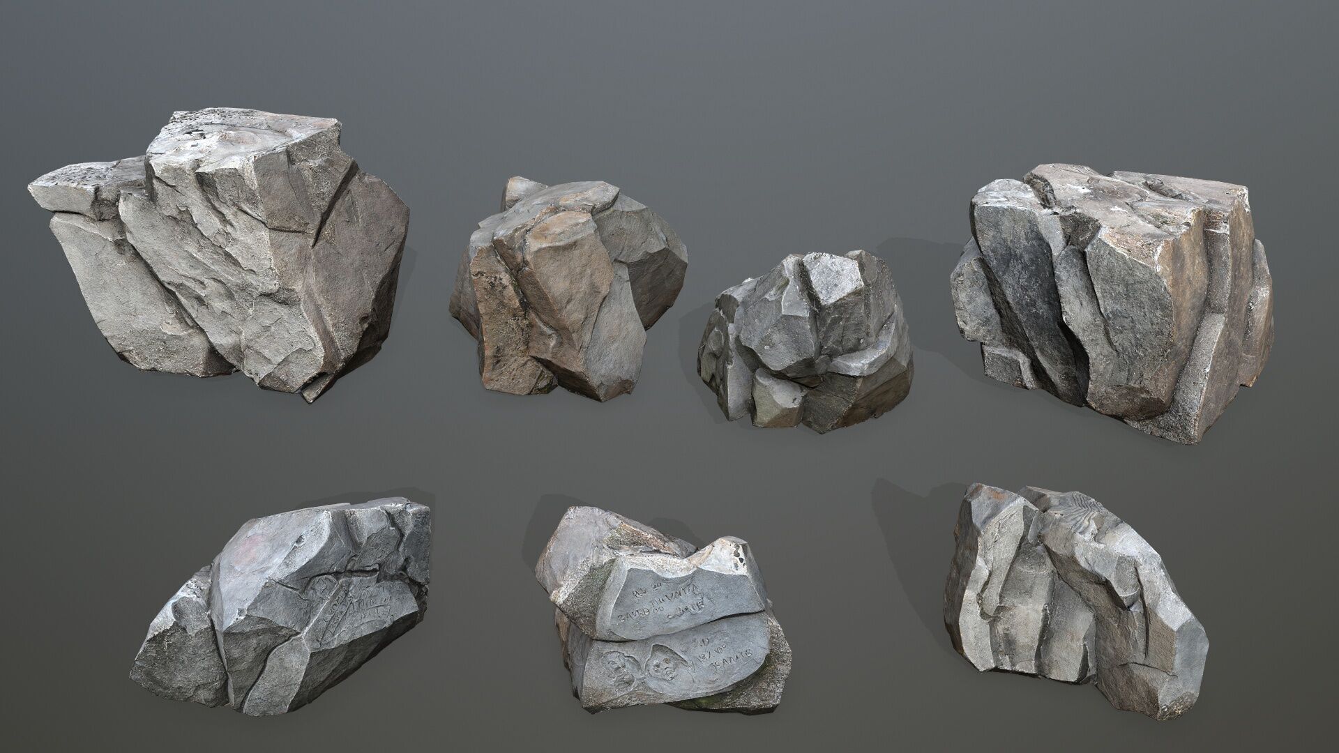 cliff rocks   Low-poly 3D model_1