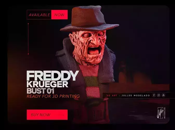Freddy Krueger Bust01  3D print model