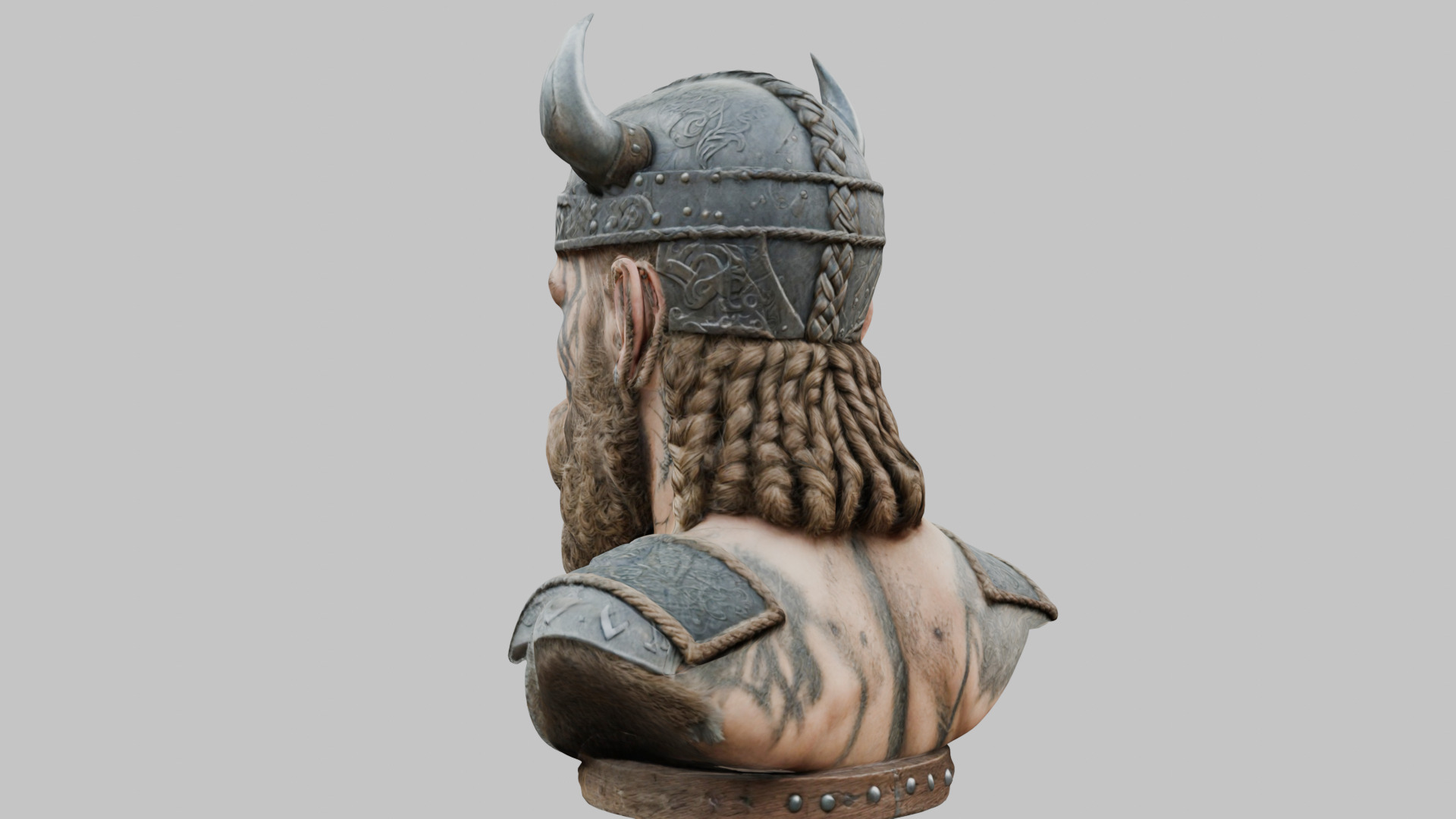 Viking Warrior Bust 3D Model - High-Quality Low-poly 3D model_2