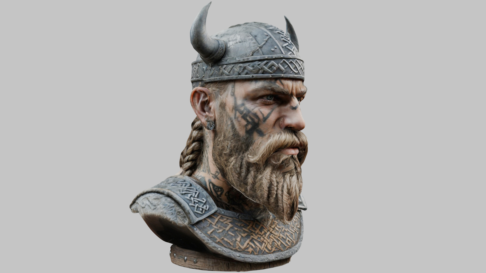 Viking Warrior Bust 3D Model - High-Quality Low-poly 3D model_9