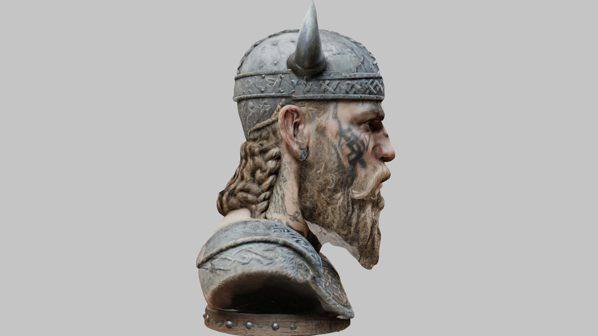 Viking Warrior Bust 3D Model - High-Quality Low-poly 3D model_11