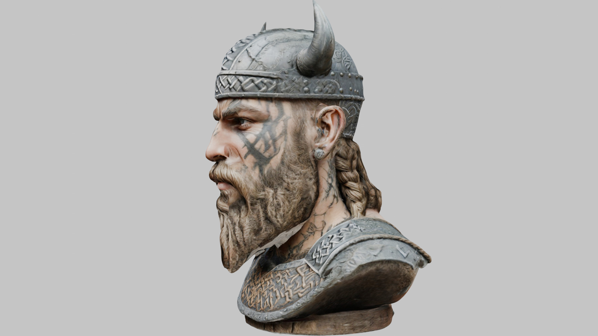 Viking Warrior Bust 3D Model - High-Quality Low-poly 3D model_5