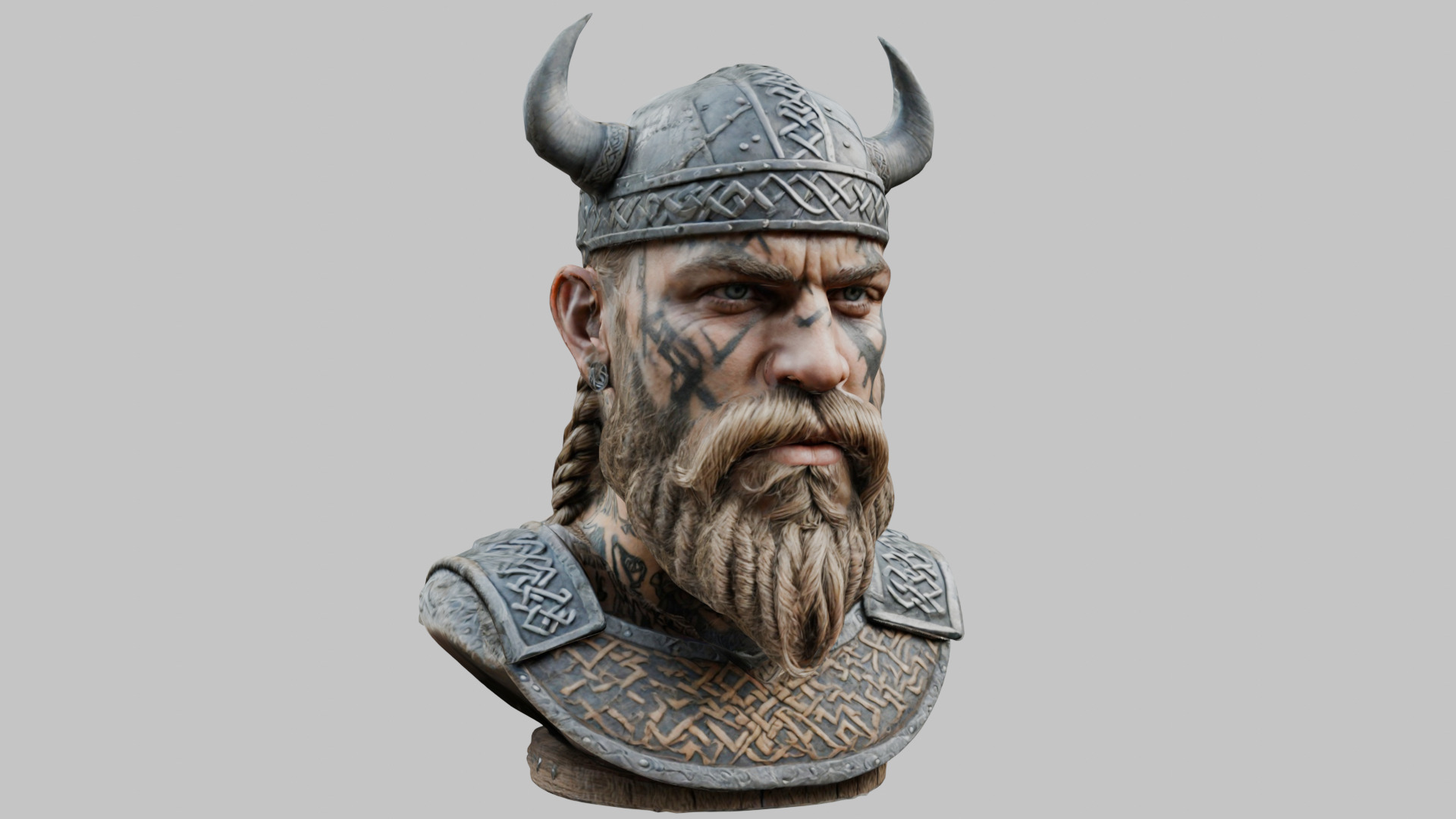 Viking Warrior Bust 3D Model - High-Quality Low-poly 3D model_8