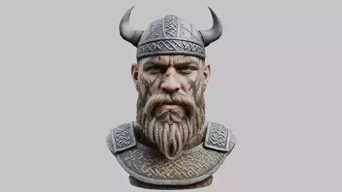 Viking Warrior Bust 3D Model - High-Quality