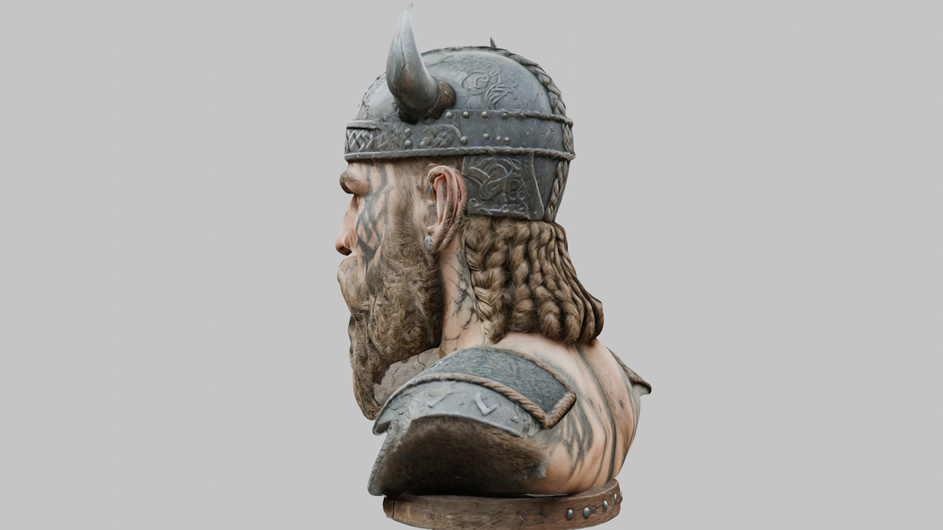 Viking Warrior Bust 3D Model - High-Quality Low-poly 3D model_3
