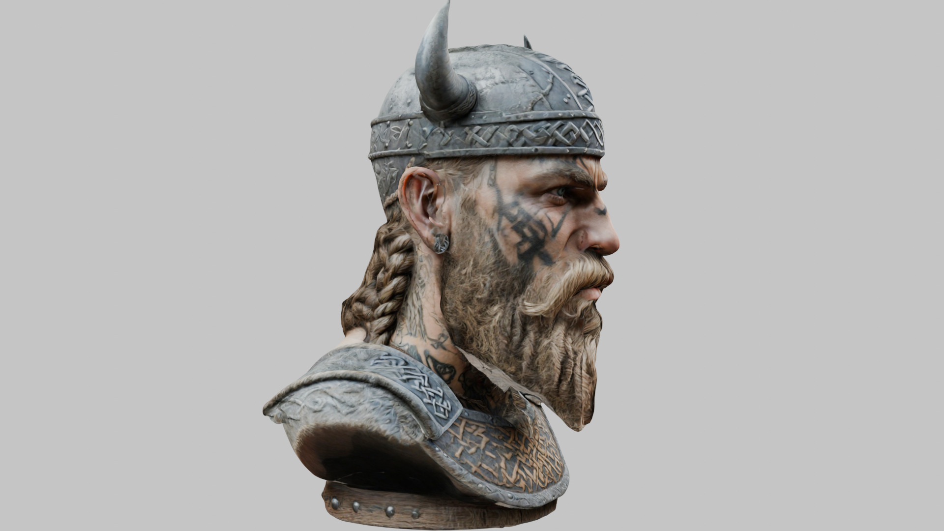Viking Warrior Bust 3D Model - High-Quality Low-poly 3D model_10