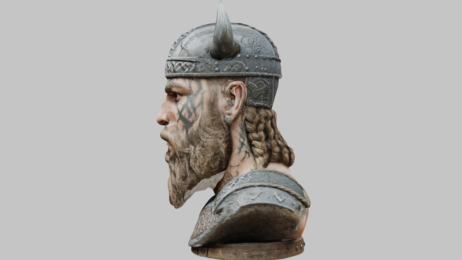 Viking Warrior Bust 3D Model - High-Quality Low-poly 3D model_4