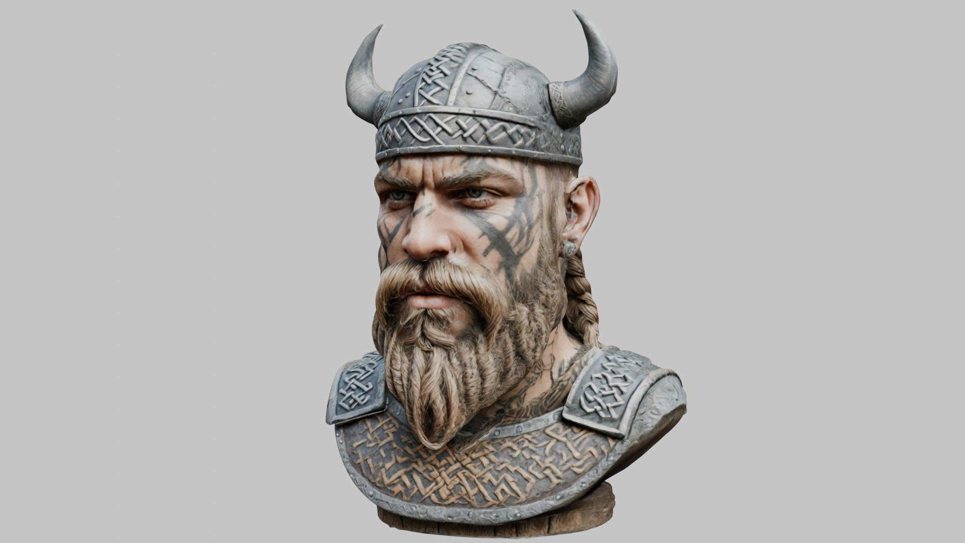 Viking Warrior Bust 3D Model - High-Quality Low-poly 3D model_7