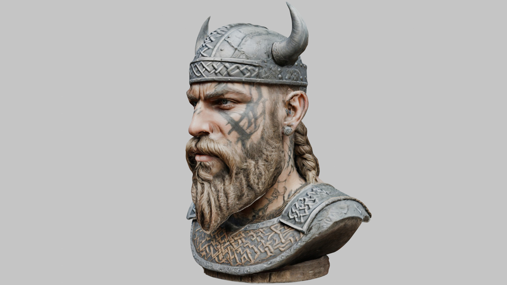 Viking Warrior Bust 3D Model - High-Quality Low-poly 3D model_6