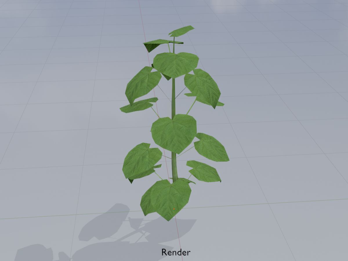 Empress tree summer LOD1 2000mm Low-poly 3D model_14