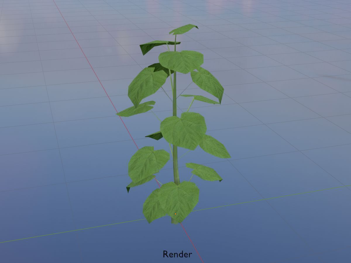 Empress tree summer LOD1 2000mm Low-poly 3D model_18