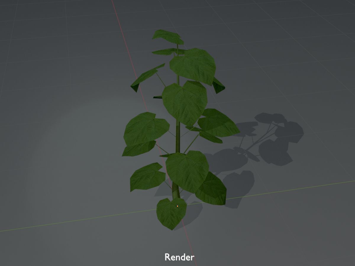 Empress tree summer LOD1 2000mm Low-poly 3D model_16