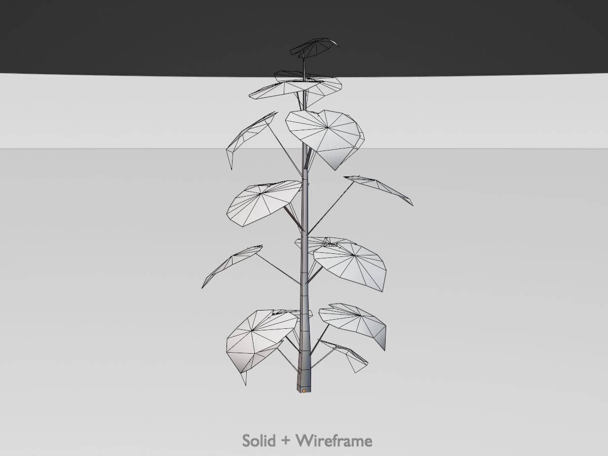 Empress tree summer LOD1 2000mm Low-poly 3D model_10