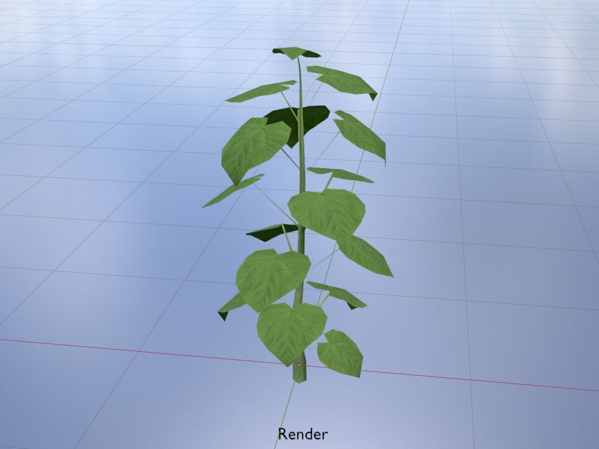 Empress tree summer LOD1 2000mm Low-poly 3D model_19