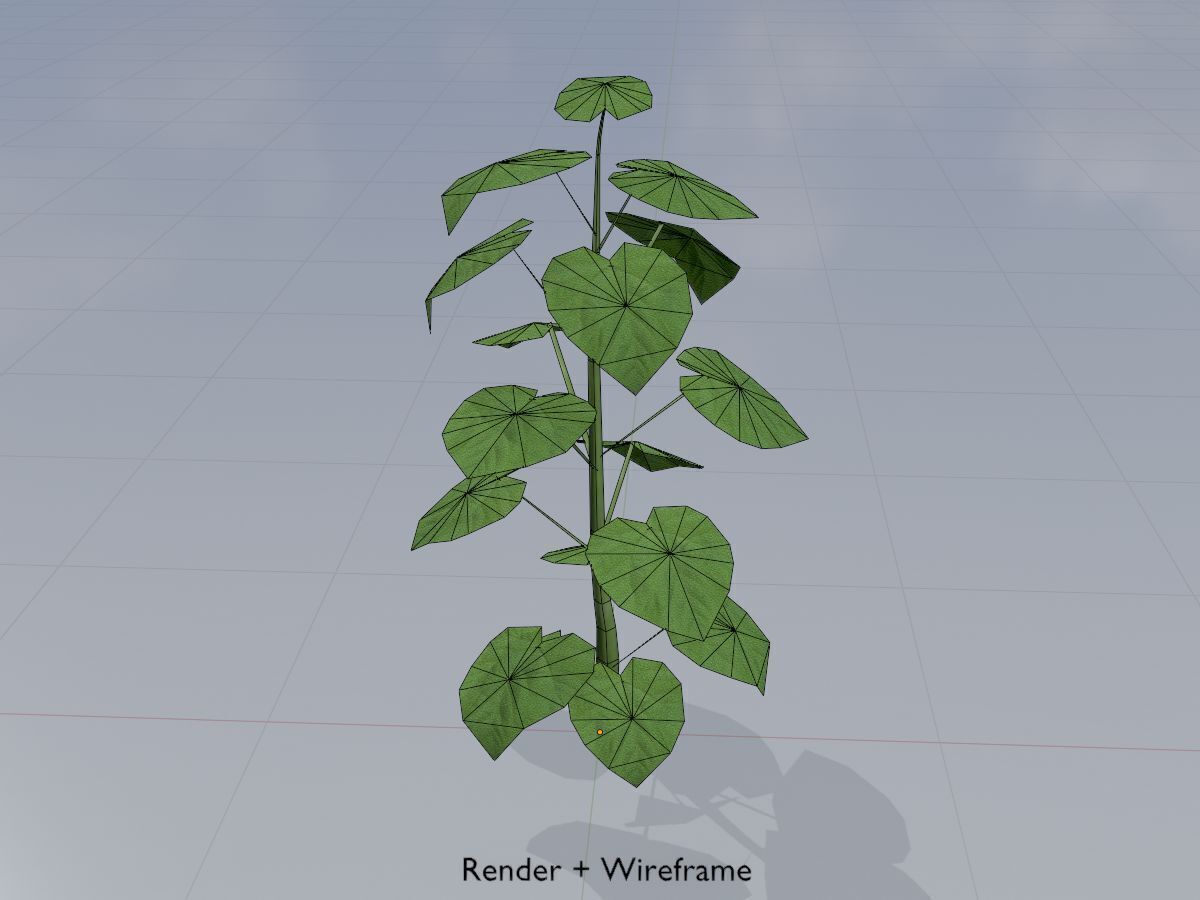 Empress tree summer LOD1 2000mm Low-poly 3D model_5