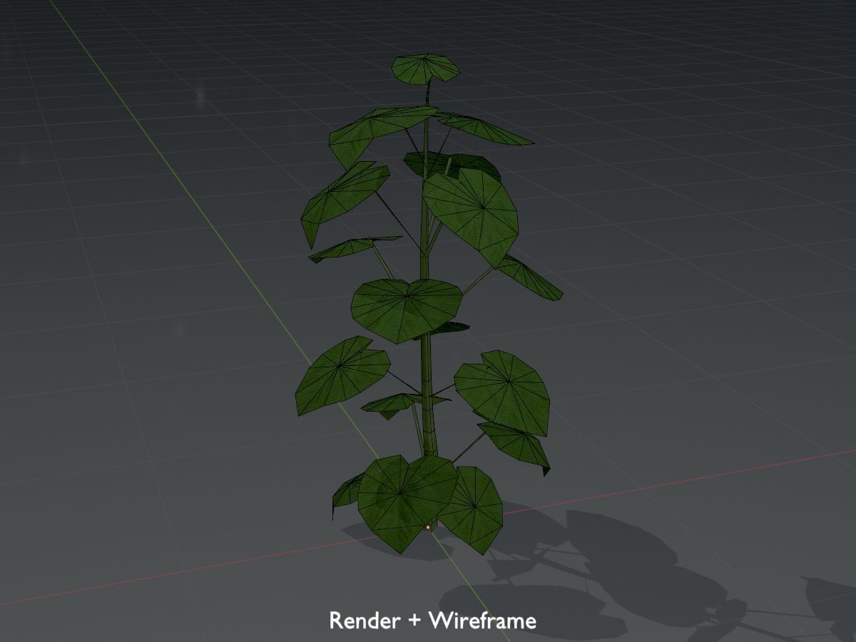 Empress tree summer LOD1 2000mm Low-poly 3D model_8