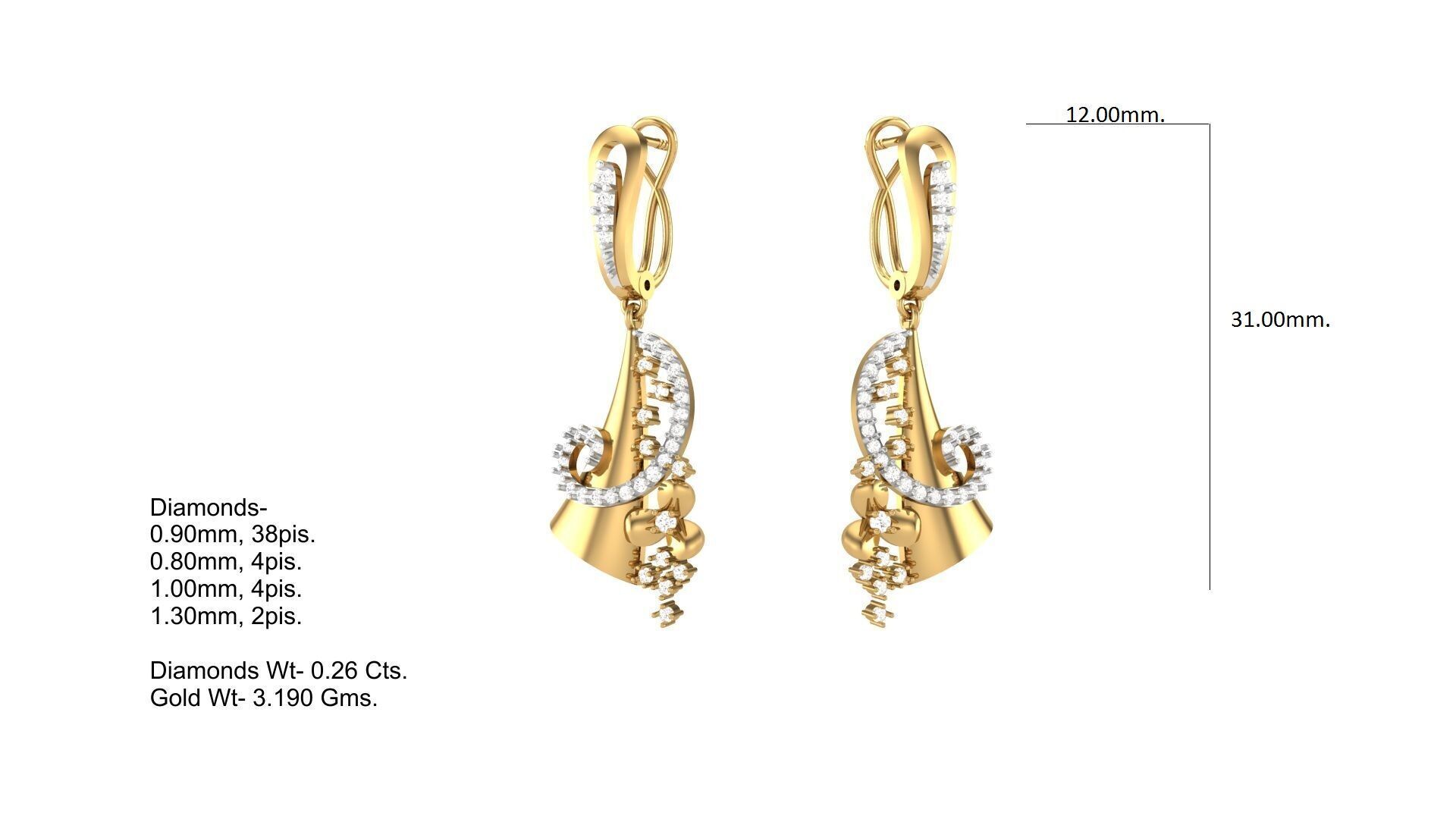 Pendant Earring Set Designs Lot 3D print model_9