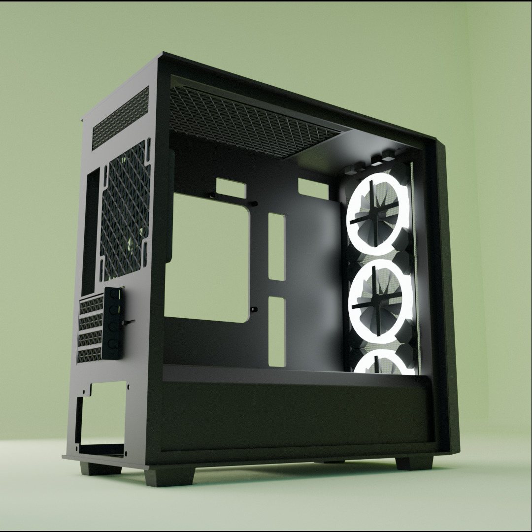 PC Case clean Black mATX Casing like Deepcool 3D model_3