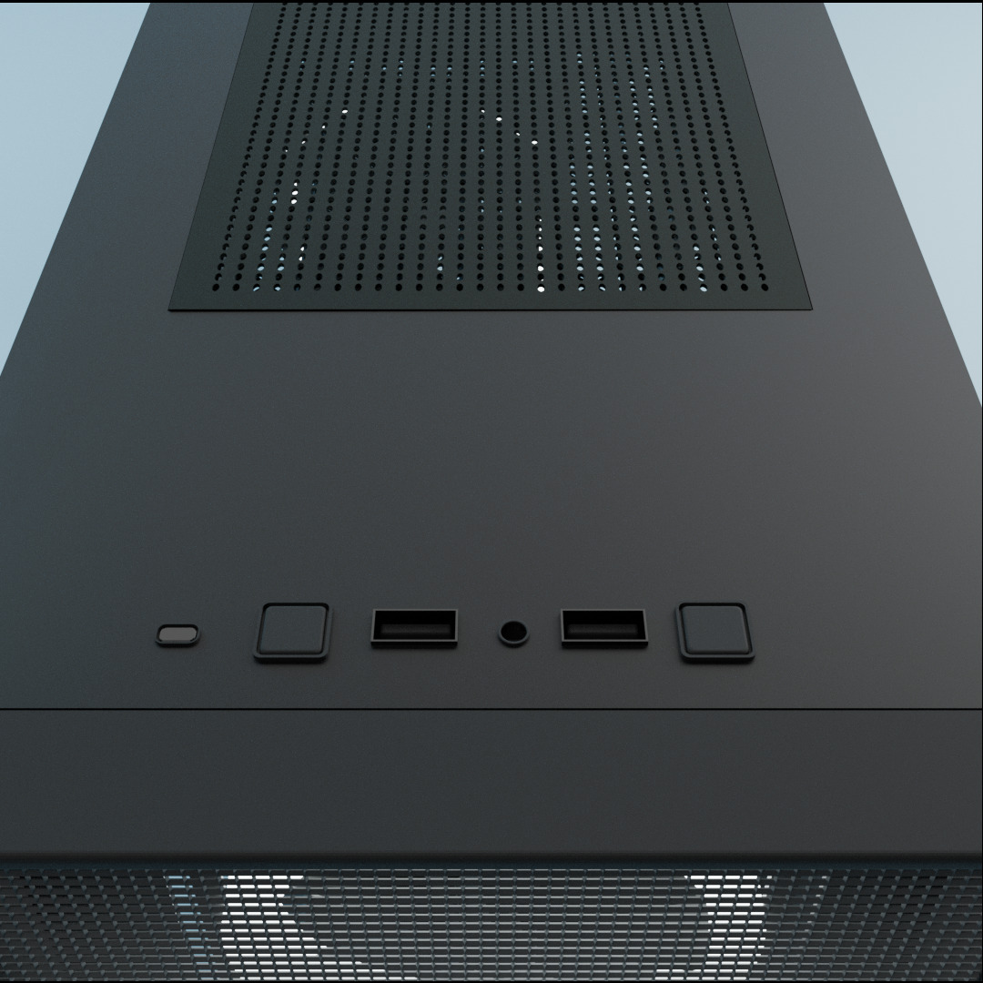 PC Case clean Black mATX Casing like Deepcool 3D model_4