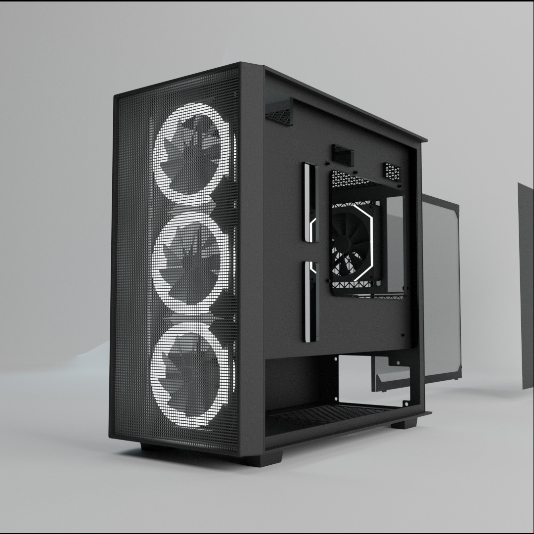 PC Case clean Black mATX Casing like Deepcool 3D model_2