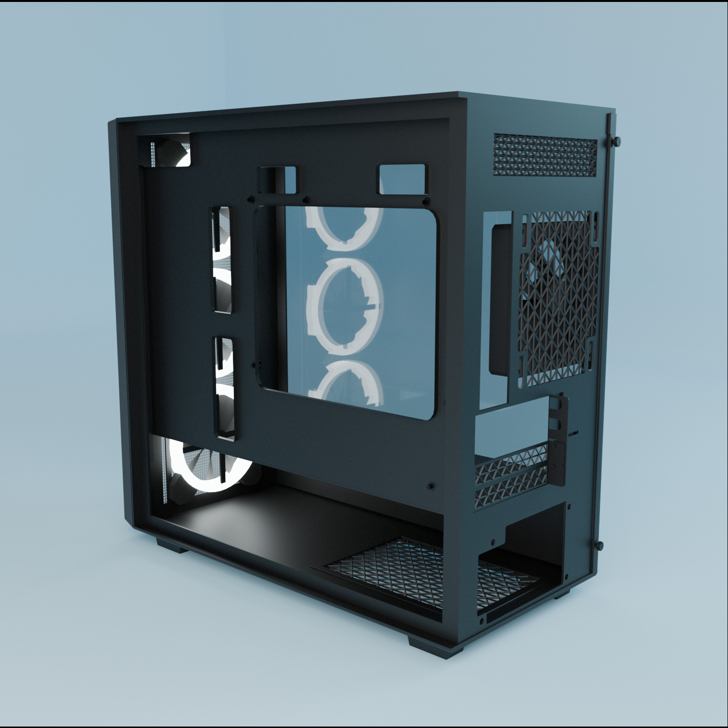 PC Case clean Black mATX Casing like Deepcool 3D model_1