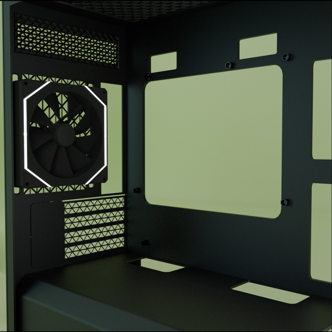 PC Case clean Black mATX Casing like Deepcool 3D model_5