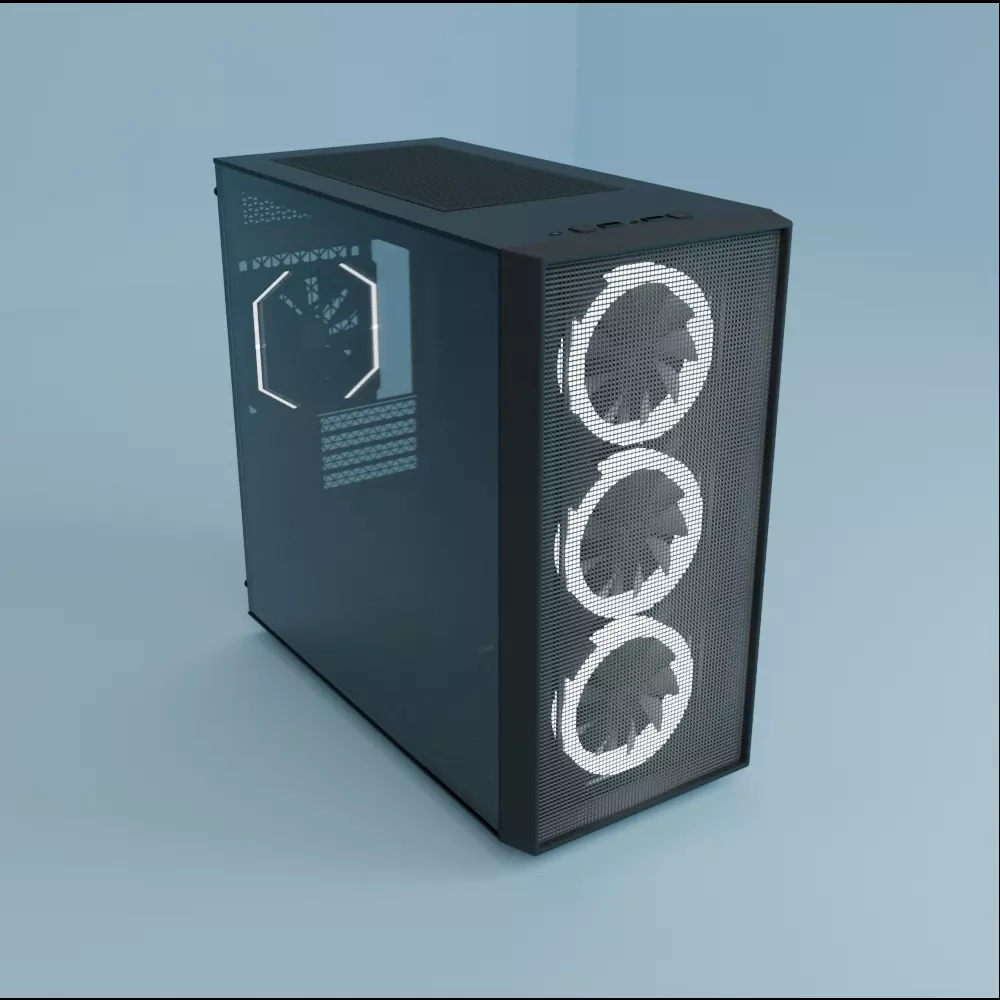 PC Case clean Black mATX Casing like Deepcool 3D model_0