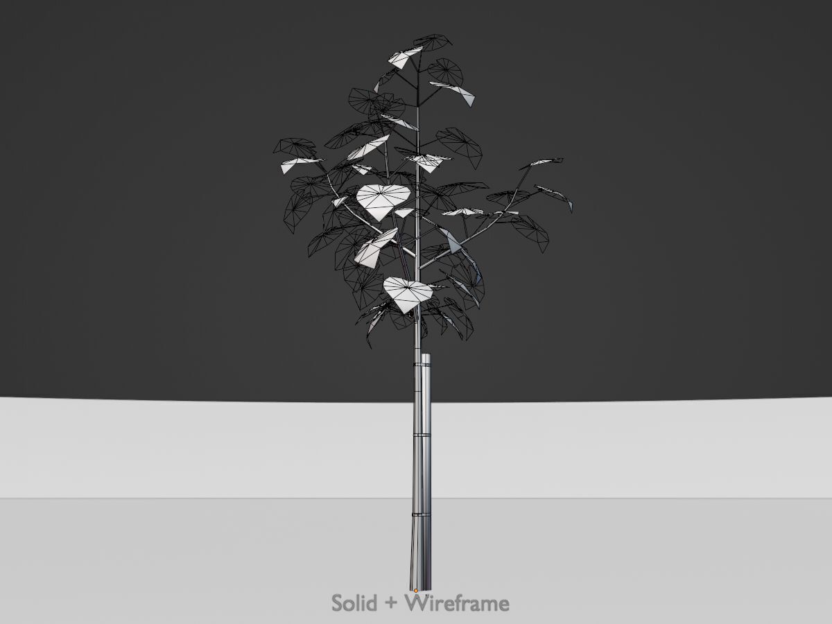 Empress tree summer LOD1 5000mm Low-poly 3D model_9