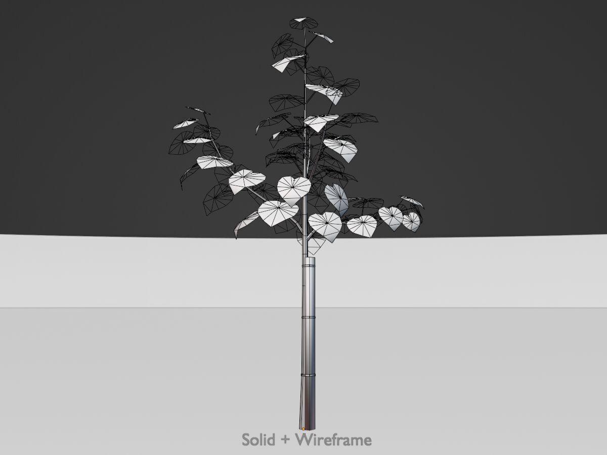 Empress tree summer LOD1 5000mm Low-poly 3D model_10