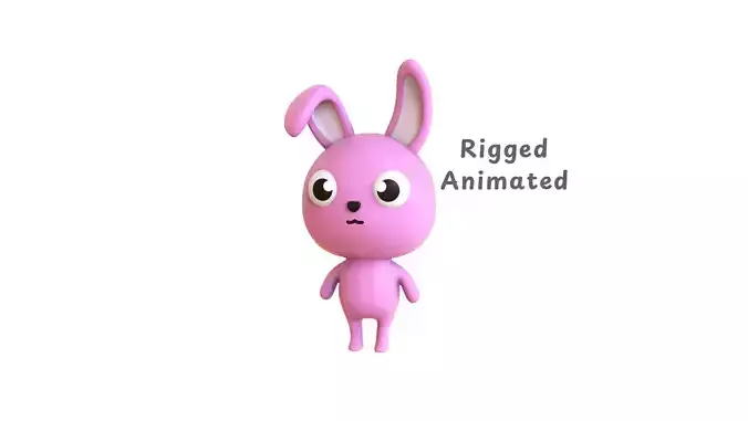 Cartoon Rabbit Little Cute - Rigged  Low-poly 3D model