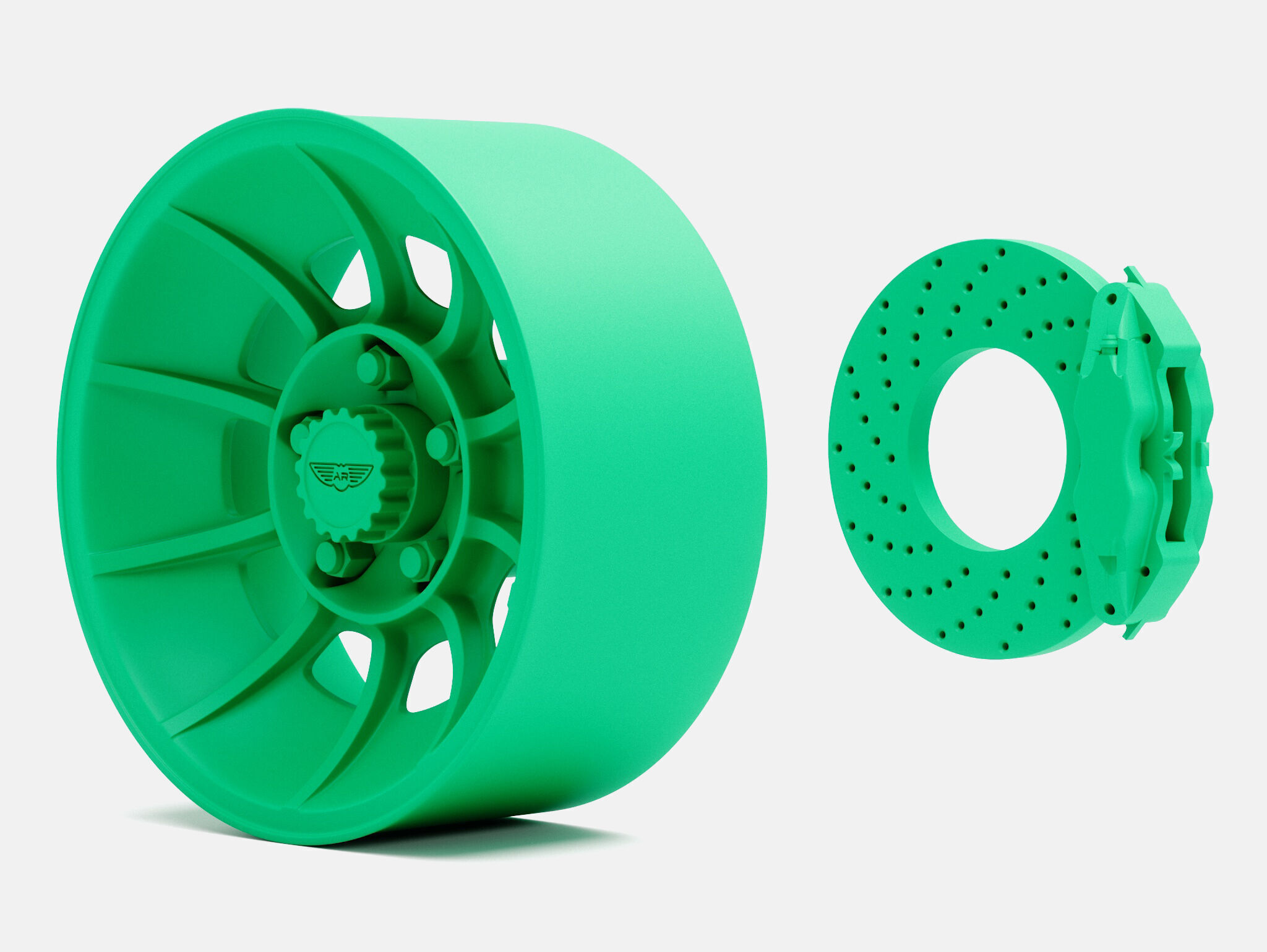 15x7 American Racing Vector Wheel and Brake 3D print model_5