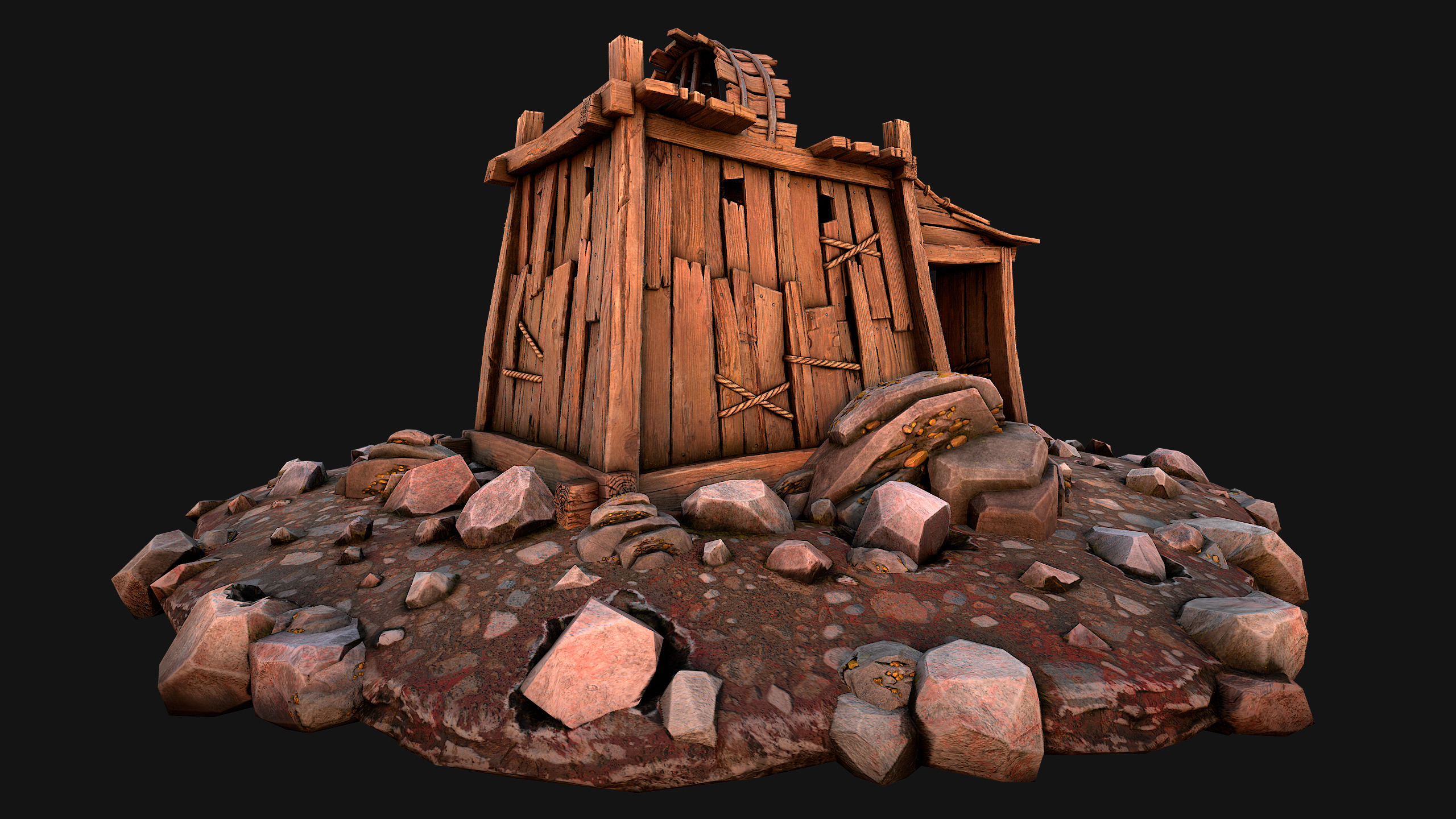 Medieval Gold Ore Mine Low-poly 3D model_29