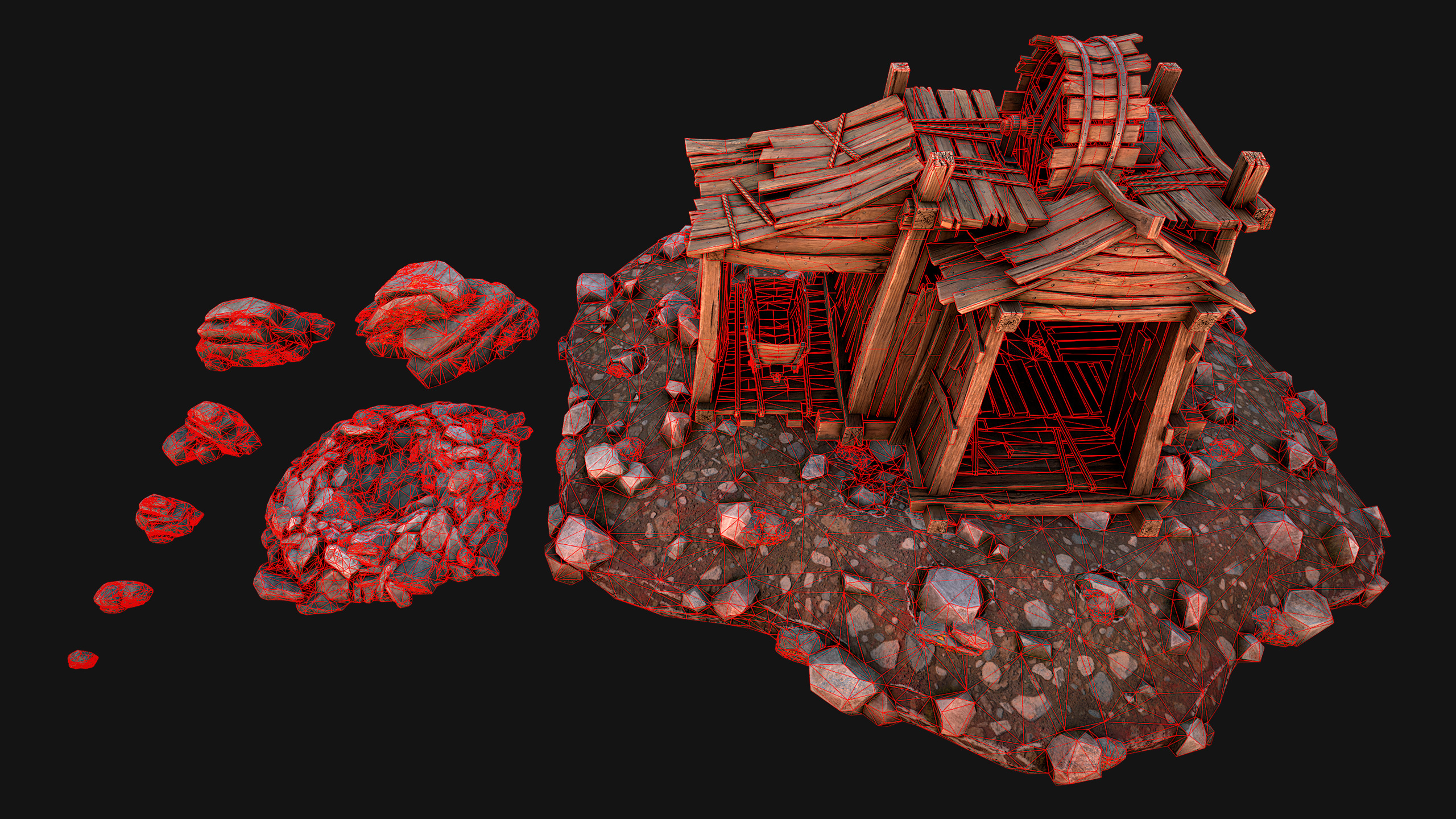 Medieval Gold Ore Mine Low-poly 3D model_4