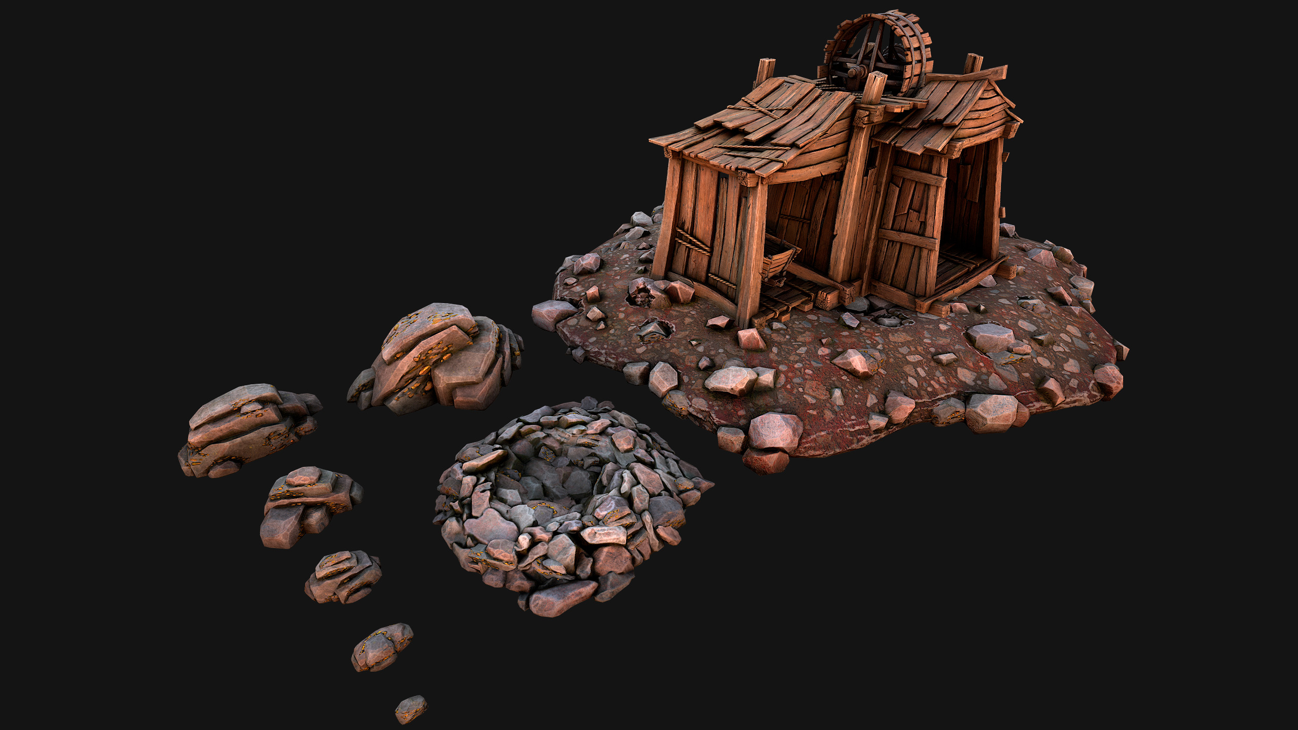 Medieval Gold Ore Mine Low-poly 3D model_22