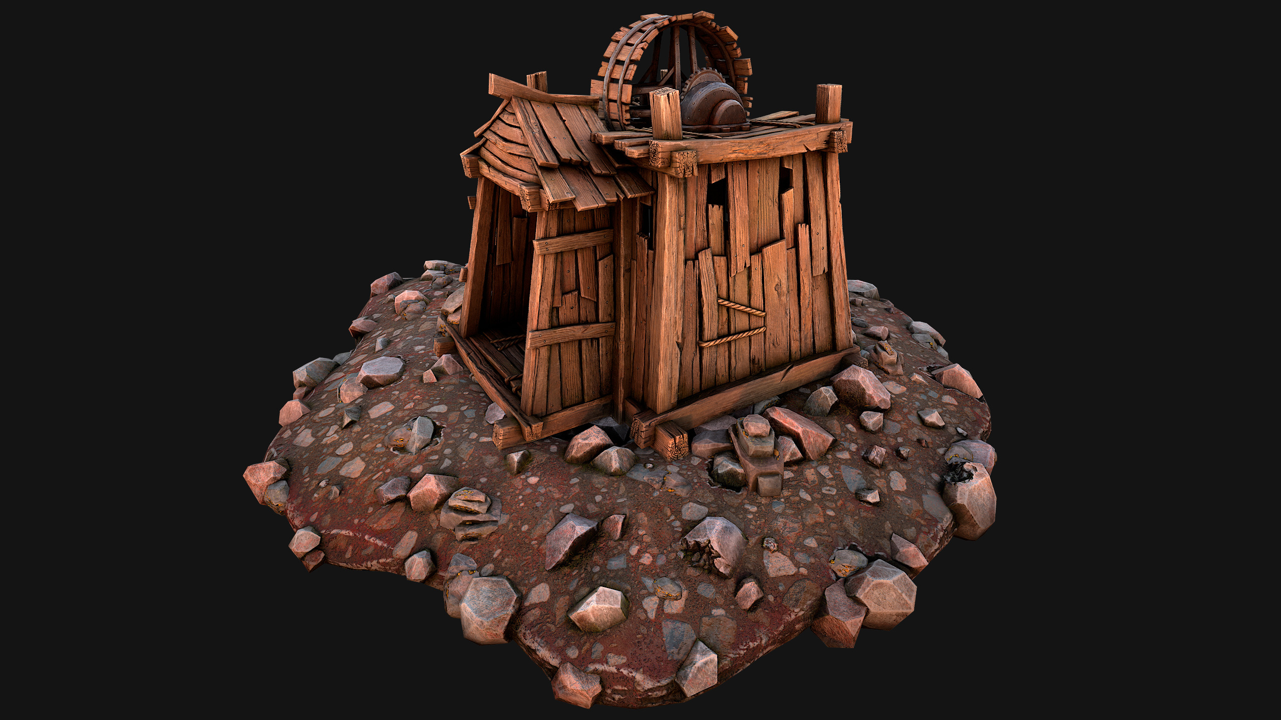 Medieval Gold Ore Mine Low-poly 3D model_21