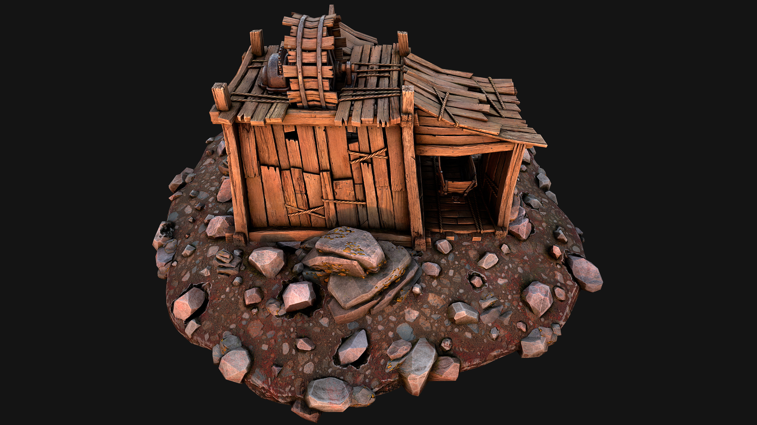 Medieval Gold Ore Mine Low-poly 3D model_23