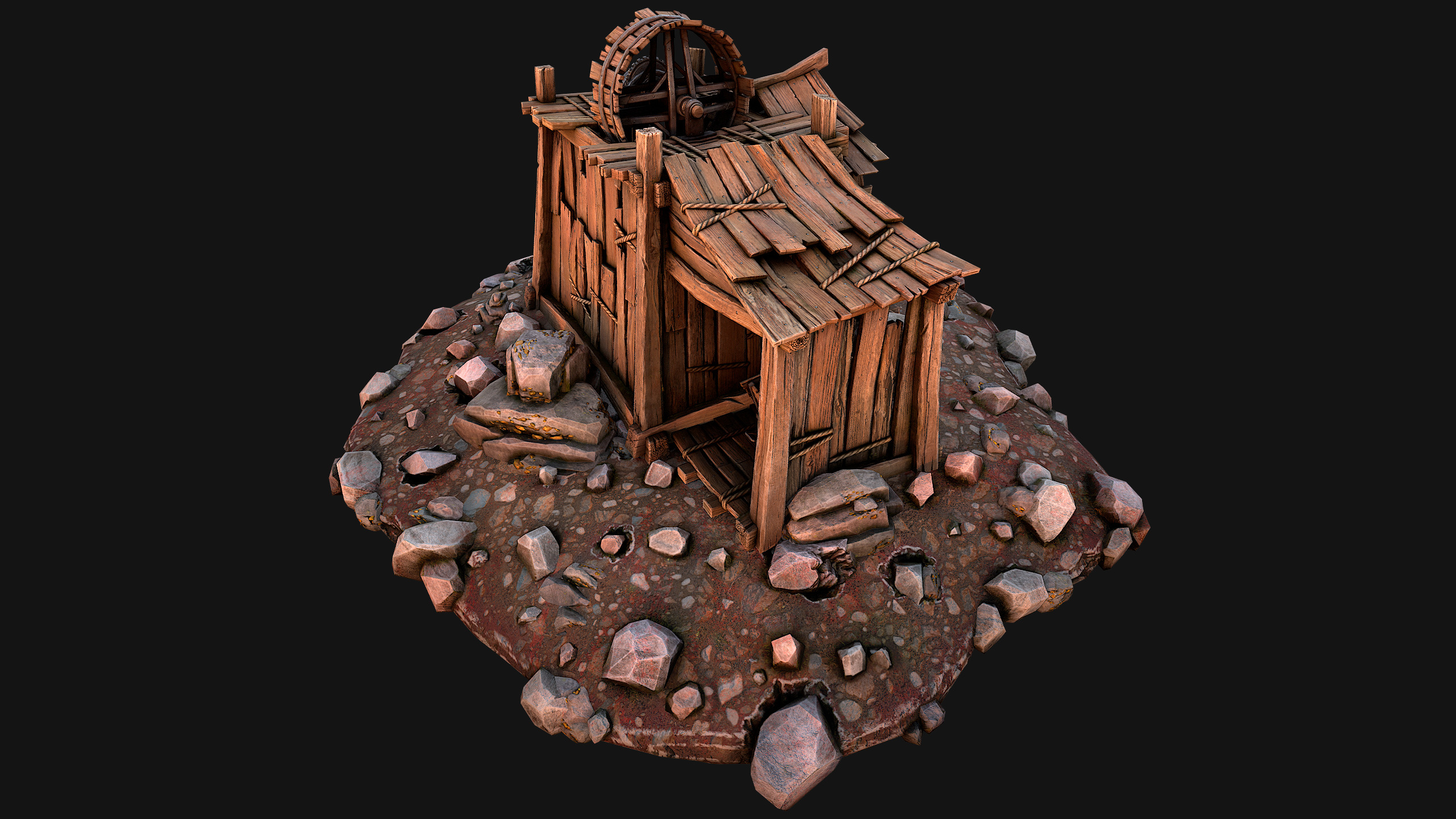 Medieval Gold Ore Mine Low-poly 3D model_24