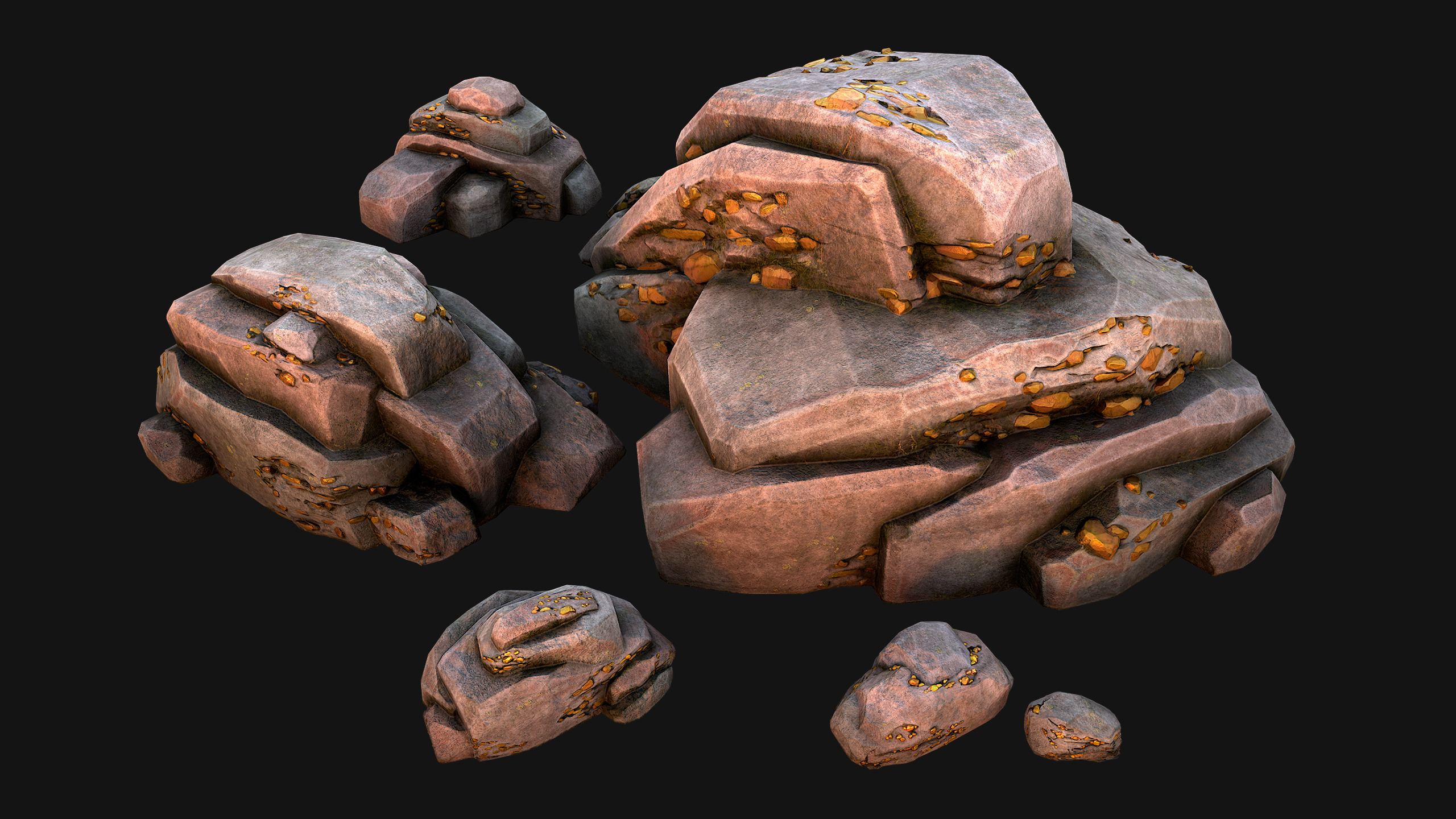 Medieval Gold Ore Mine Low-poly 3D model_9