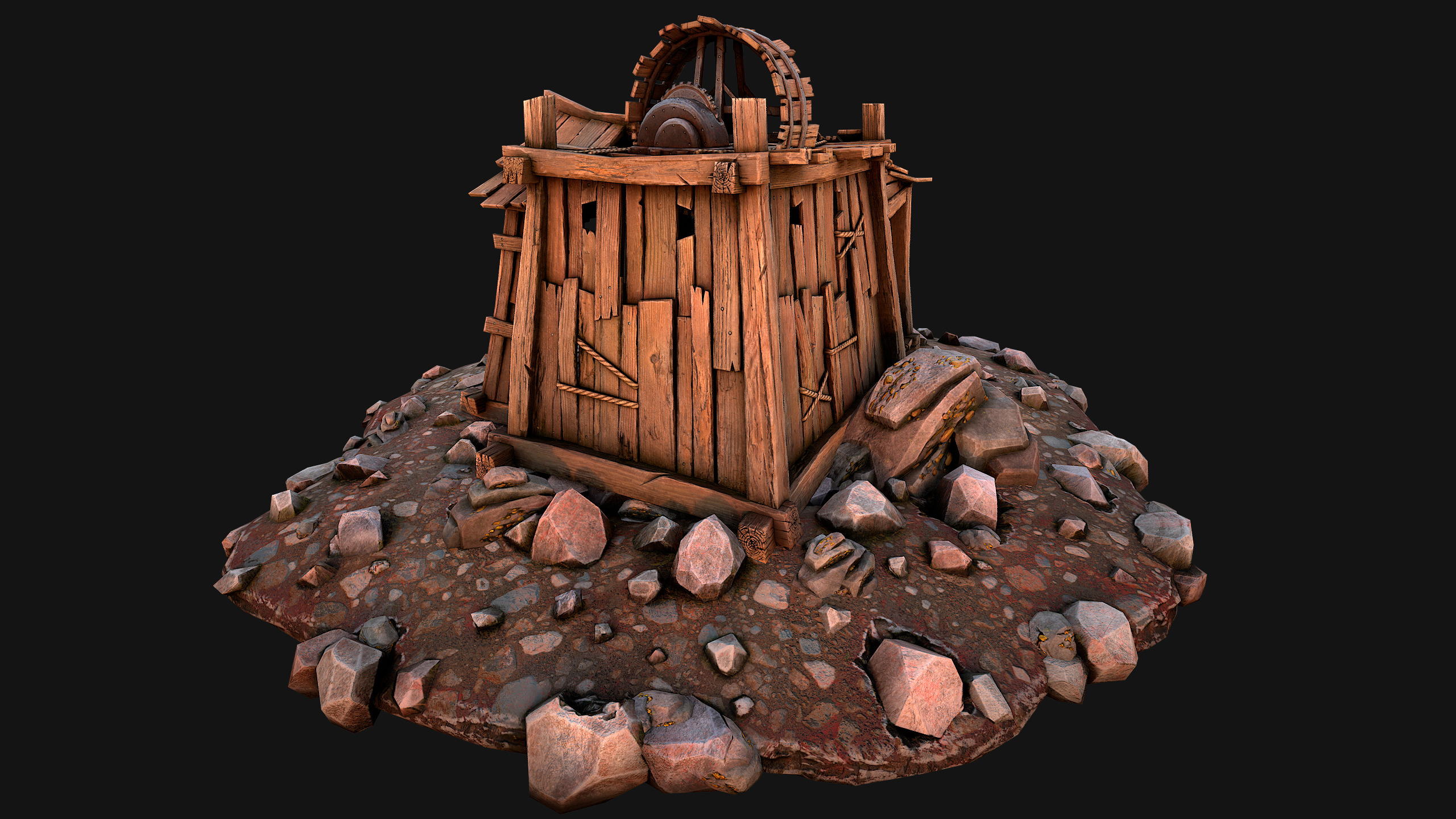 Medieval Gold Ore Mine Low-poly 3D model_26