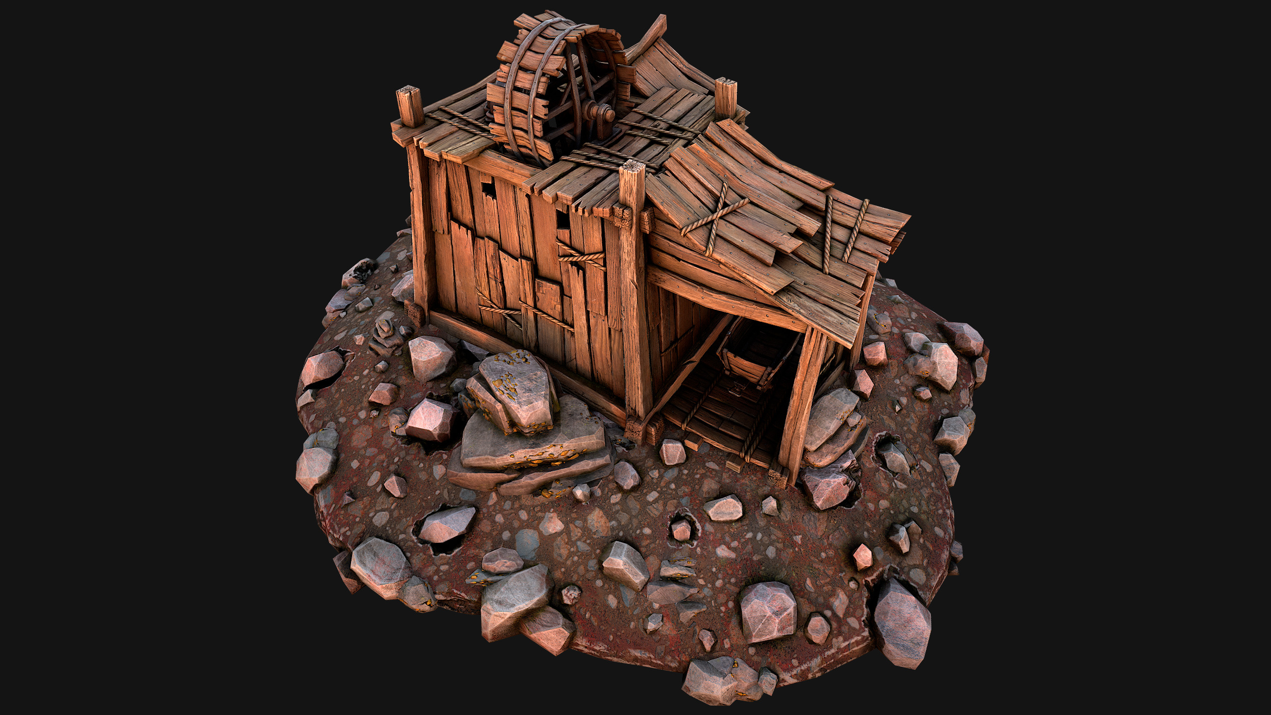 Medieval Gold Ore Mine Low-poly 3D model_30