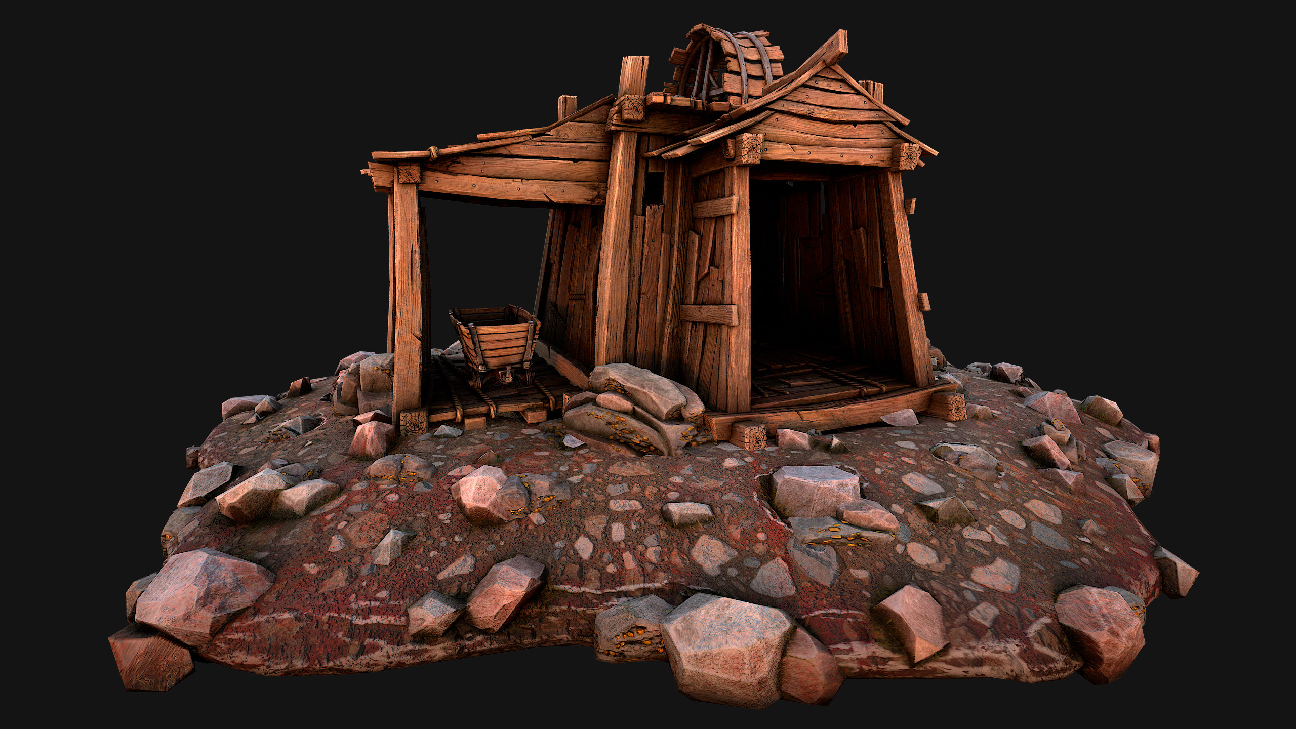 Medieval Gold Ore Mine Low-poly 3D model_20