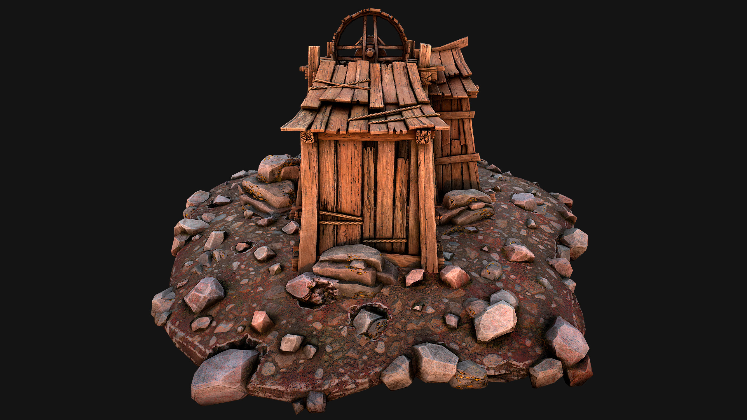 Medieval Gold Ore Mine Low-poly 3D model_25
