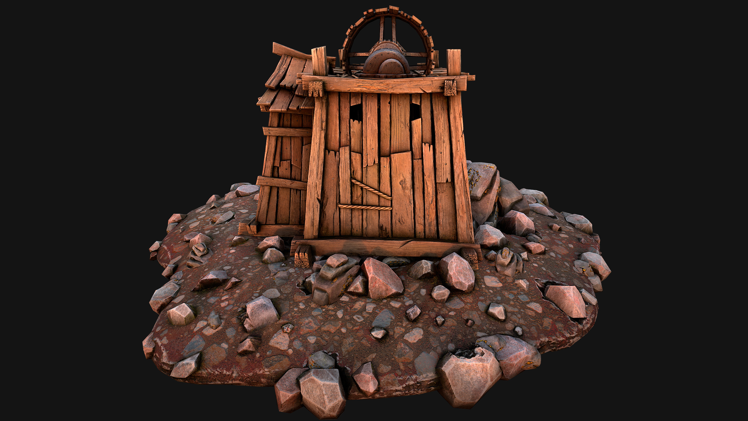 Medieval Gold Ore Mine Low-poly 3D model_28