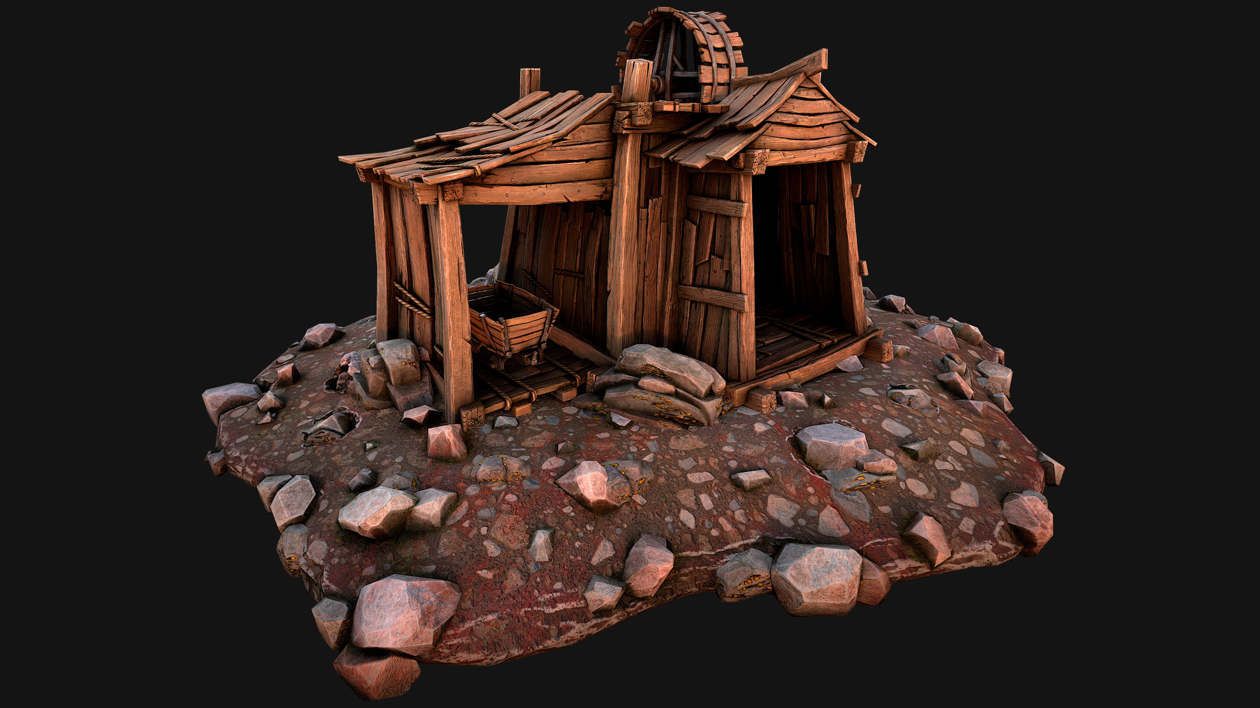Medieval Gold Ore Mine Low-poly 3D model_31