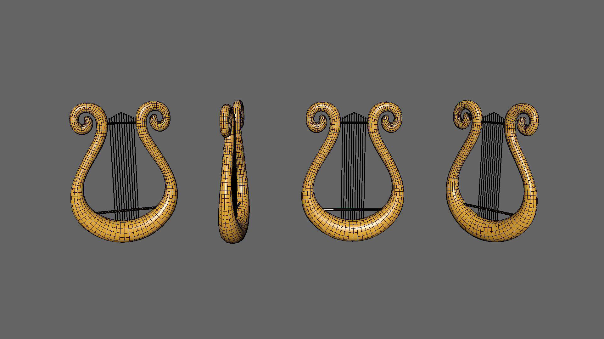 Low Poly - Cartoon Harp Low-poly 3D model_7