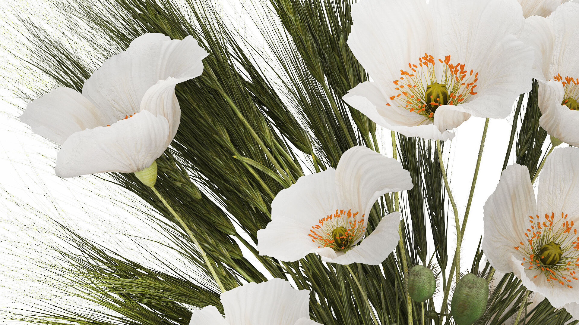 Summer Designer Bouquet Wild Flowers Poppy lilac 494 3D model_2