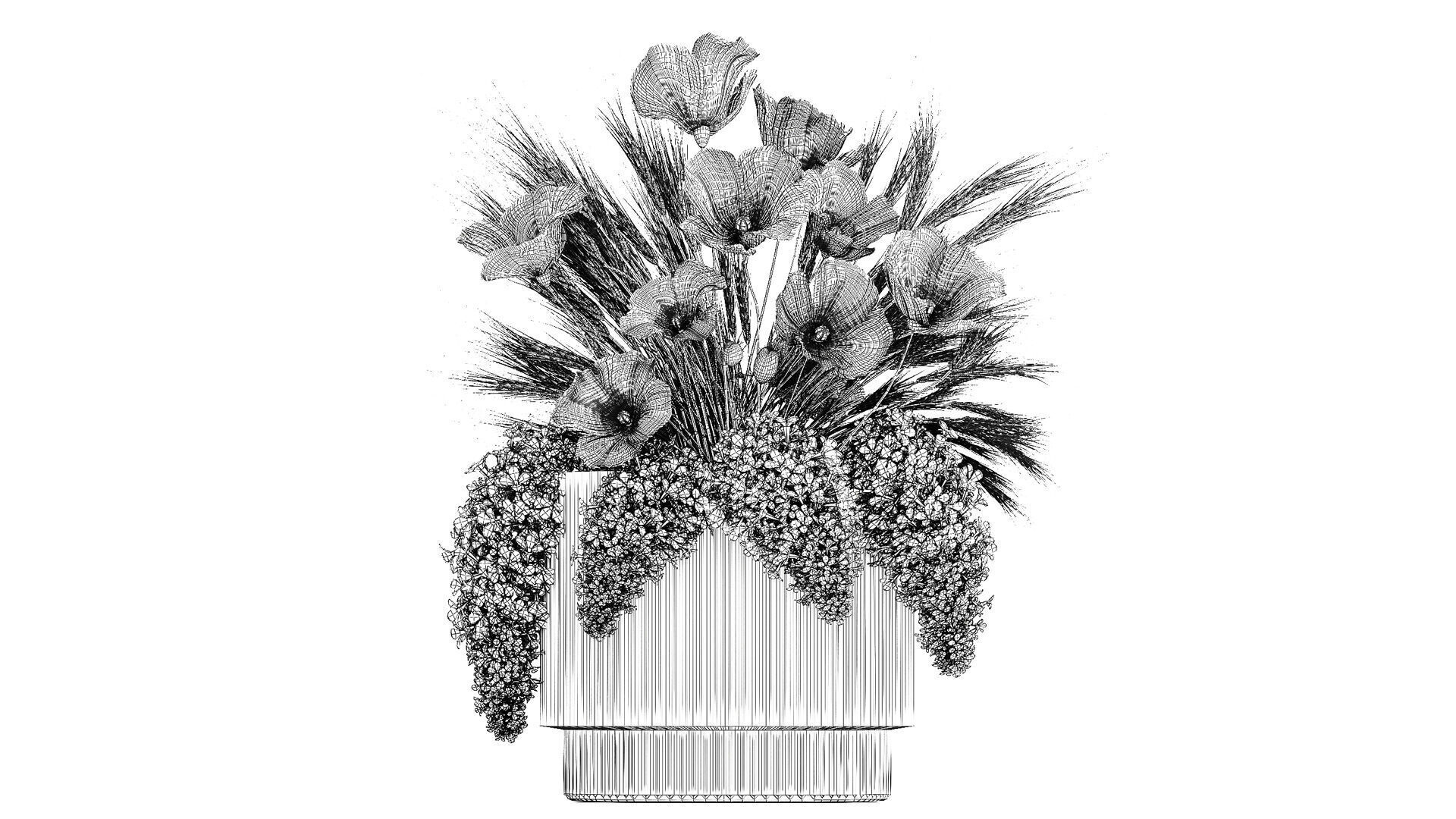 Summer Designer Bouquet Wild Flowers Poppy lilac 494 3D model_6