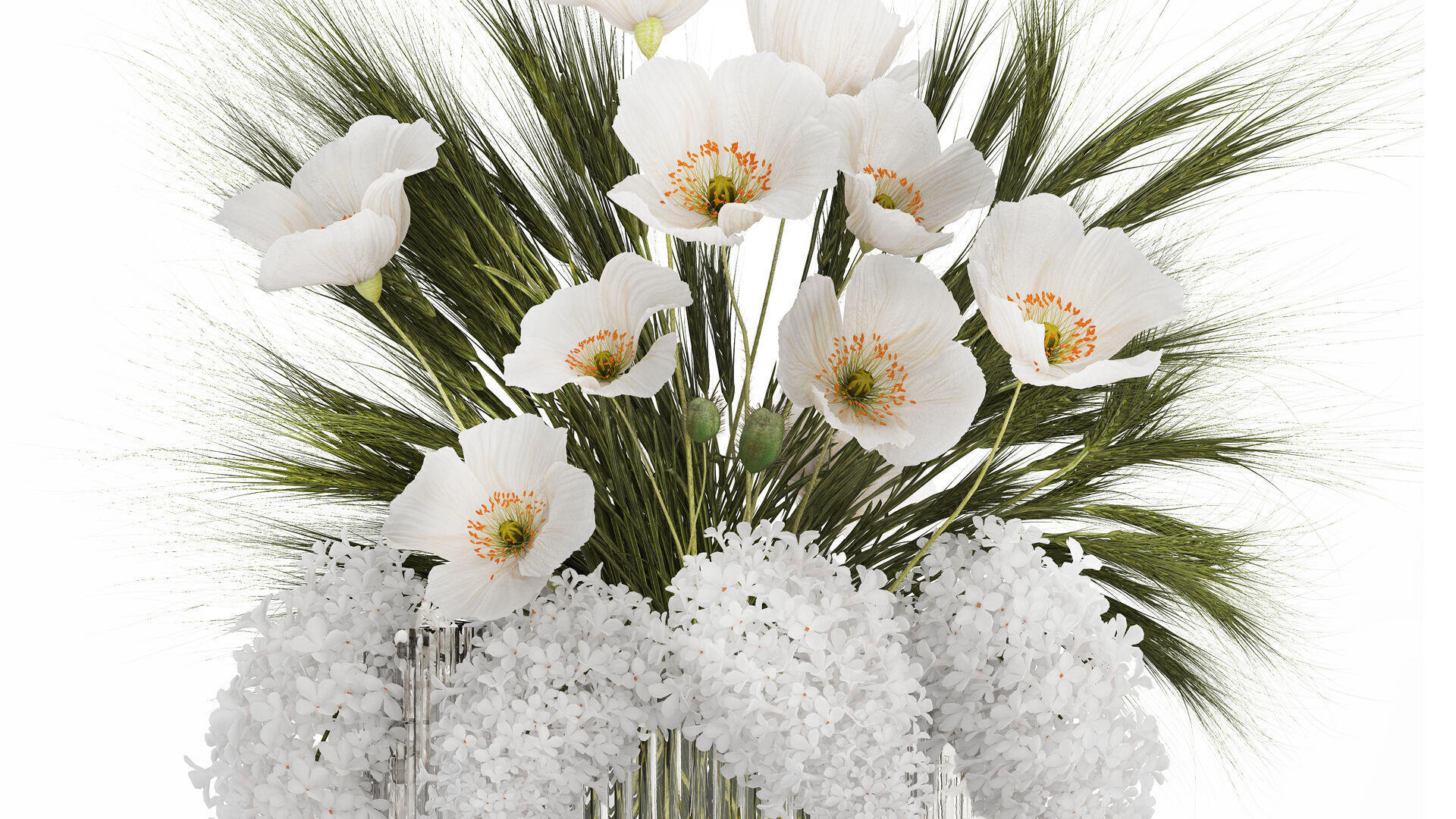 Summer Designer Bouquet Wild Flowers Poppy lilac 494 3D model_3